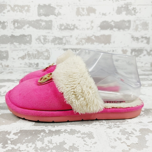 MICHAEL Michael Kors Grace Tana Pink Faux Fur Slip On Slippers M310 - Picture 1 of 12